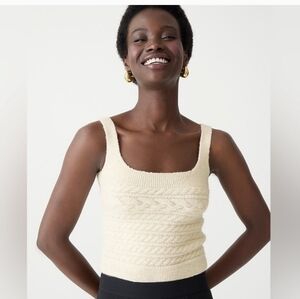 J. Crew Cream Merino Wool Alpaca Blend Cable Knit Sweater Tank Top S